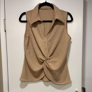 Sleeveless Tan Textured Women's Top
